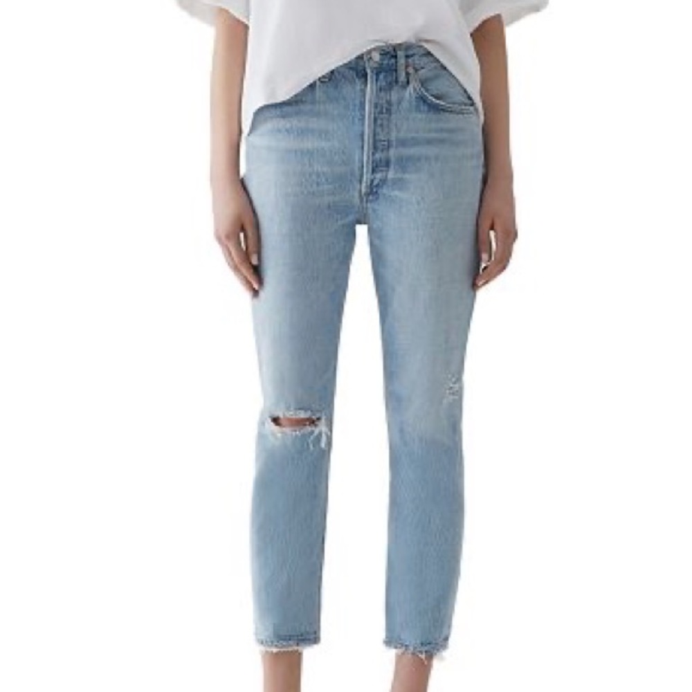 Agolde distressed high-rise cropped jeans SIZE 27